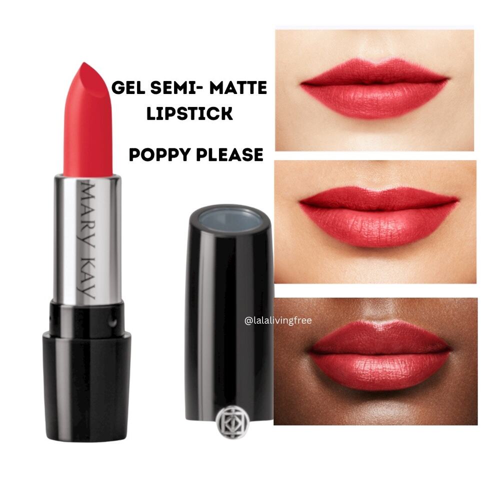 Mary Kay Gel Semi - Matte NWT Poppy Please Lipstick Make Up Red Orange